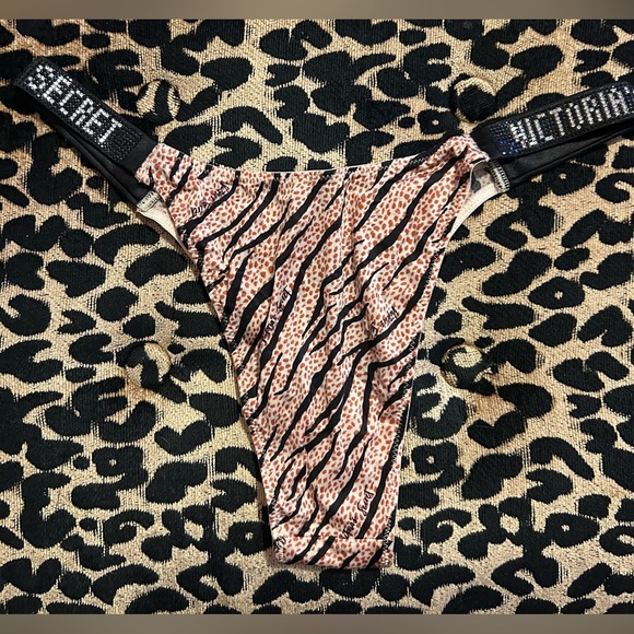 VS NWOT shine rhinestone silky zebra print Brazilian panty - Picture 2 of 5